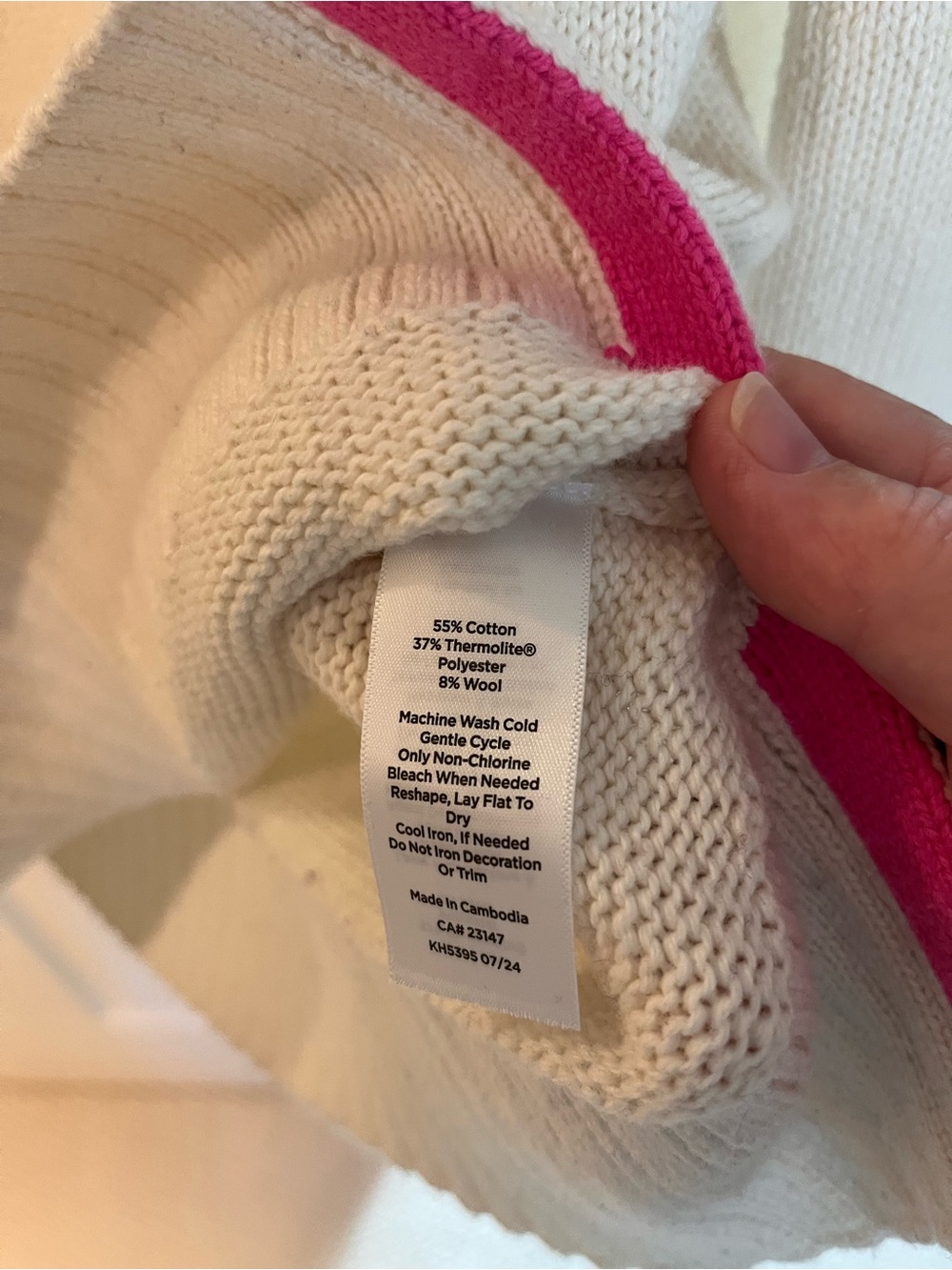 Talbots Cream Sweater with Pink and Black Fair Isle Yoke - Picture 4 of 5